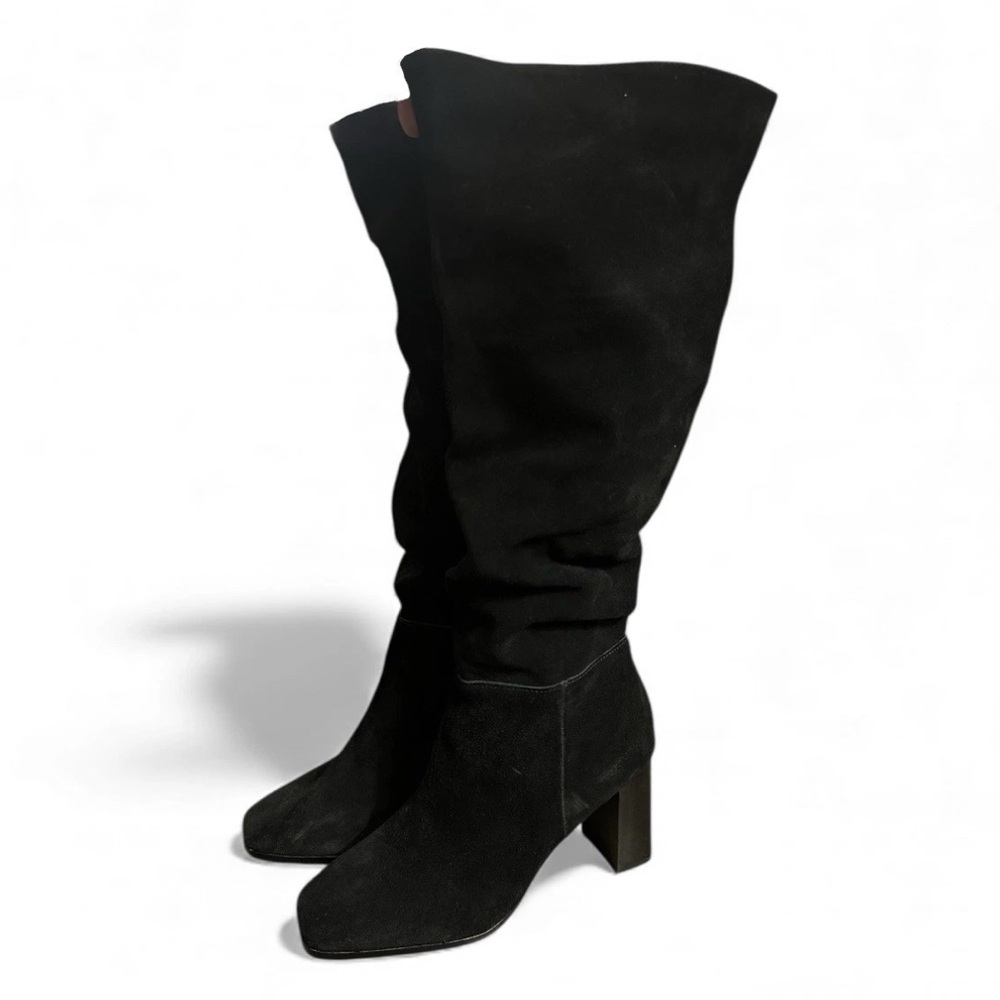 INC International Concepts Valdal Women’s Suede Slouch Knee Heel Boots Black 8.5
